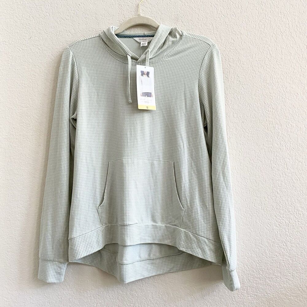 Weatherproof Vintage Womens Hoodie Green Surf‎ Spray Gingham Long Sleeves Small